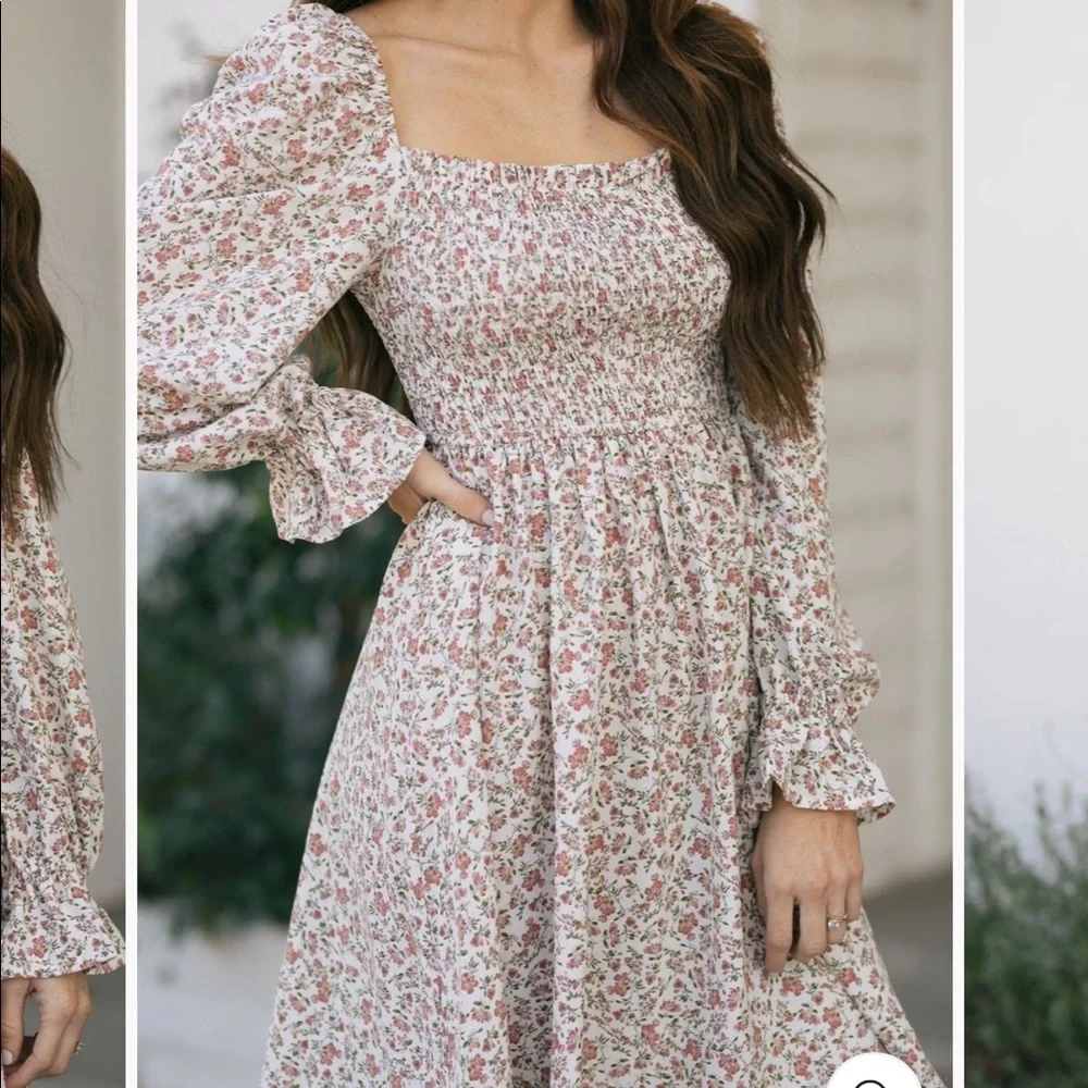 Cora Baby Doll Smocked Floral Dress - Picture 7 of 7